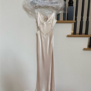 Cream Backless Slip Dress with Spaghetti Straps for Bride